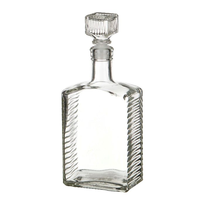 Бутылка (штоф) "Кристалл" стеклянная 0,5 литра с пробкой  в Костроме